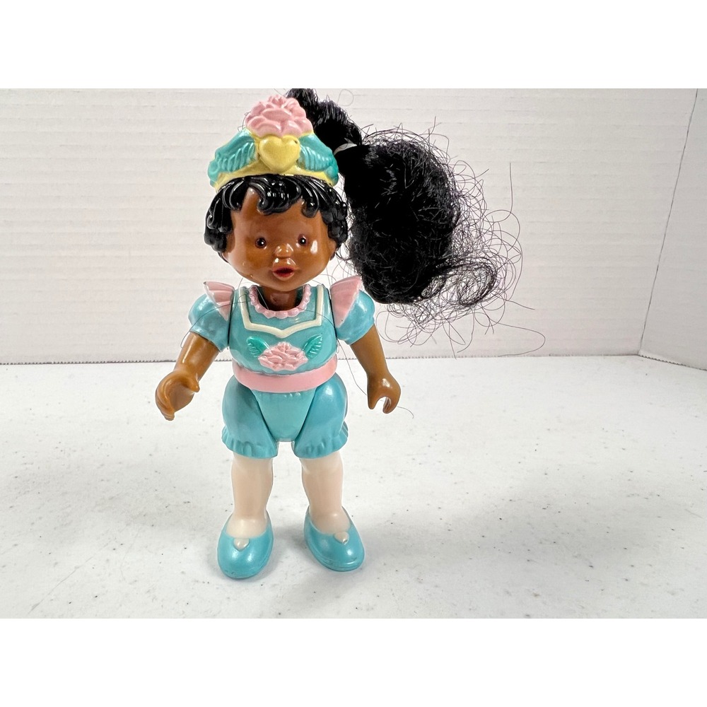 Vintage 1995 Fisher-Price Loving Family African American Girl Figure Teal Pink